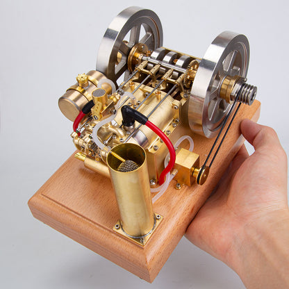 Holt H76 5CC Antique Horizontal Twin-Cylinder Gasoline Engine Model with Dual Flywheel and Water Cooling System Engine Models Diyengmod