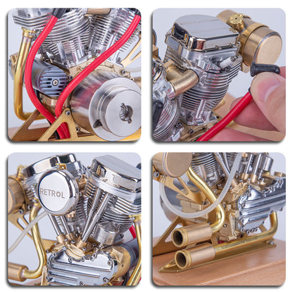 RETROL R30 Vintage Mini V2 Motorcycle Engine Model - 4.2CC OHV V-Twin Four-Stroke Gasoline Engine Engine Models Diyengmod