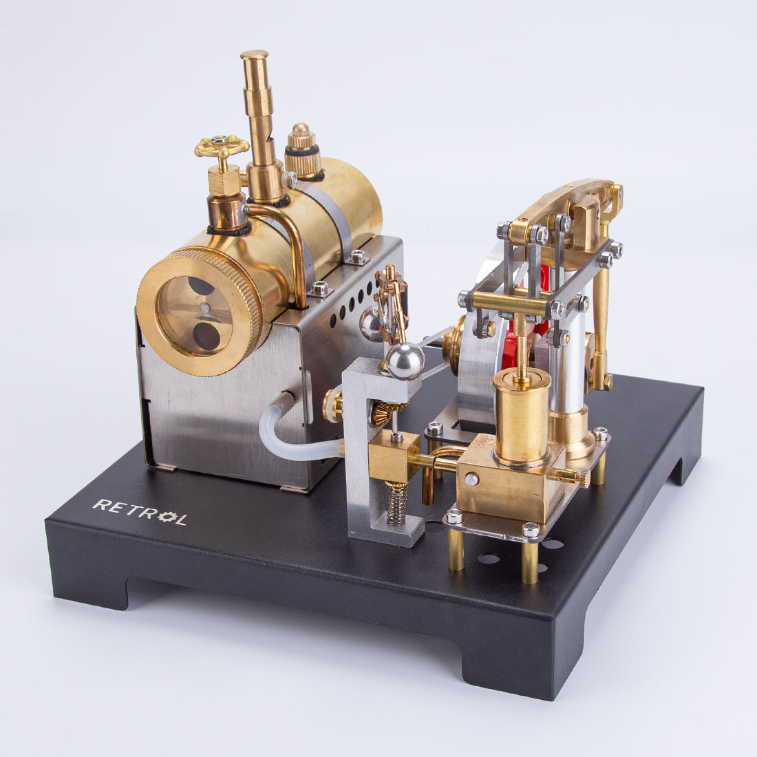 Vintage Inspired Full Metal Beam Steam Engine Model Kit with Horizontal Boiler and Centrifugal Regulator Flyball Steam Engine Diyengmod