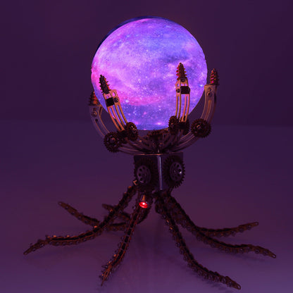 Steampunk Mechanical Octopus 3D Metal Puzzle Lamp with 16 Colors and Remote Control - 1060PCS DIY Home Decor Gift 3D Puzzle Model Kit Diyengmod