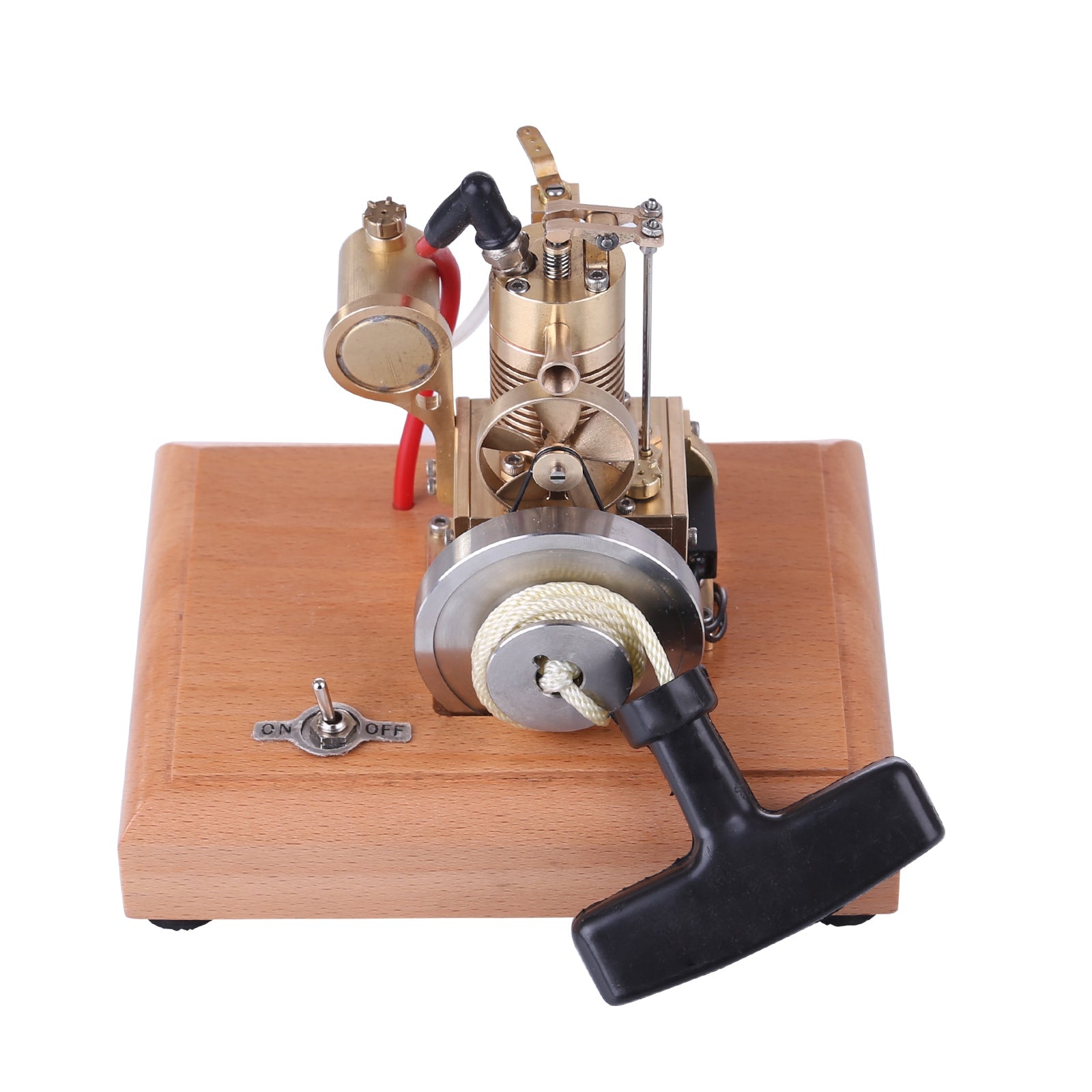 Mini 4-Stroke Gasoline Engine Model with Wooden Base - M16 1.6cc Vertical Air-cooled Single-cylinder Engine Models Diyengmod