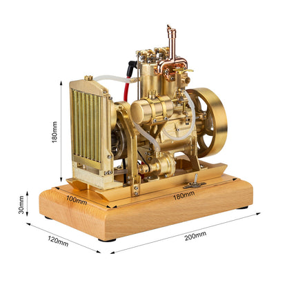 H74 Vintage 5CC Dual-Cylinder 4-Stroke Water-Cooled Gasoline Engine Model - DIY Mechanical Craft Engine Model Diyengmod