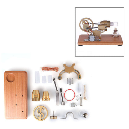 ENJOMOR Vintage γ-Shape Stirling Engine Kit with LED Illumination - Educational DIY STEM Toy Stirling Engine Diyengmod Bronze