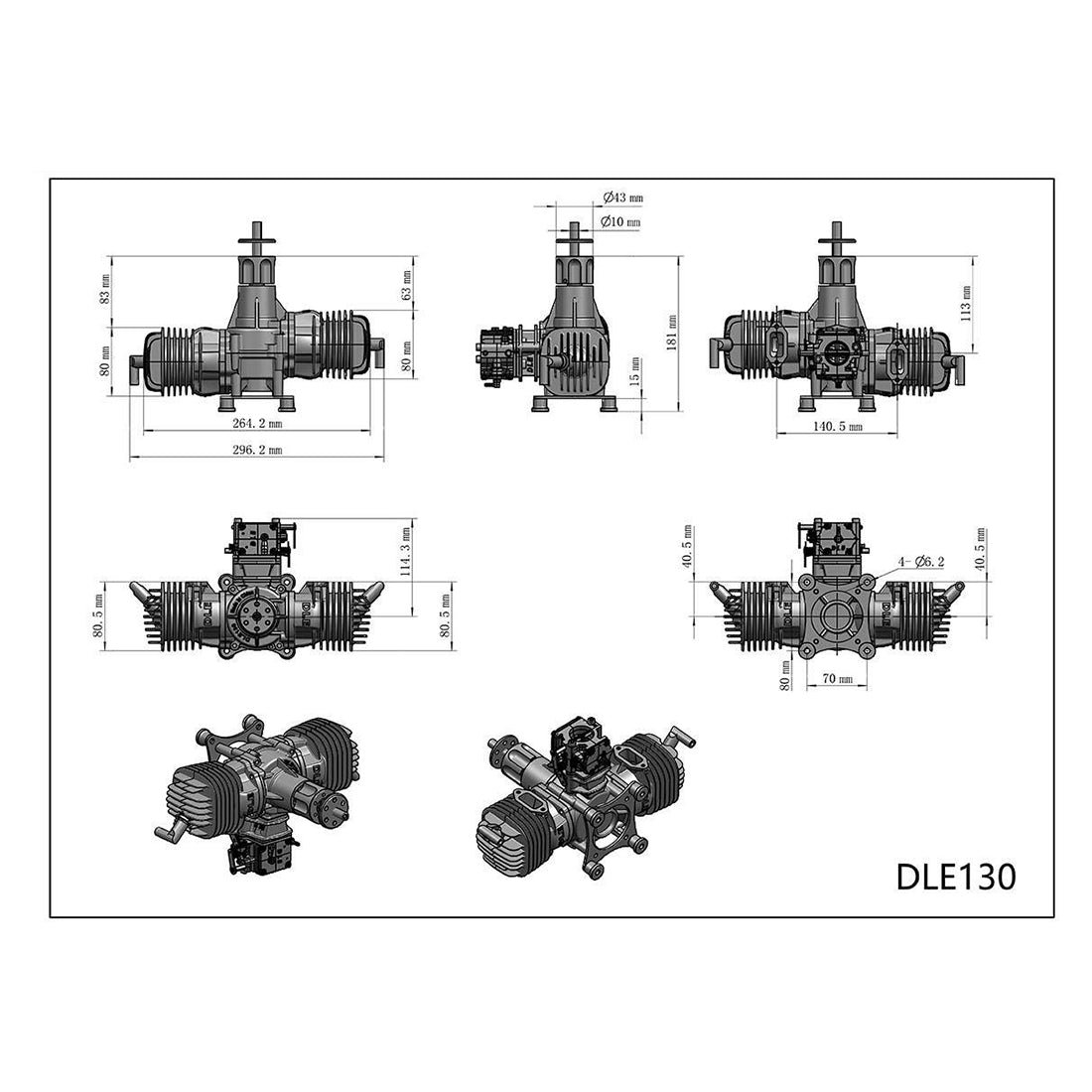 DLE130 130CC Twin-Cylinder 2-Stroke Air-Cooled Gasoline Engine for RC Aircraft RC Airplane Diyengmod