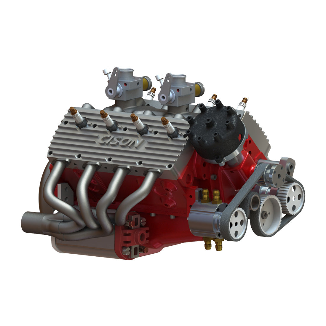 CISON 44CC 1/6 Scale Flathead V8 Gas Engine Model Kit - Water-Cooled 4-Stroke Internal Combustion Engine Diyengmod