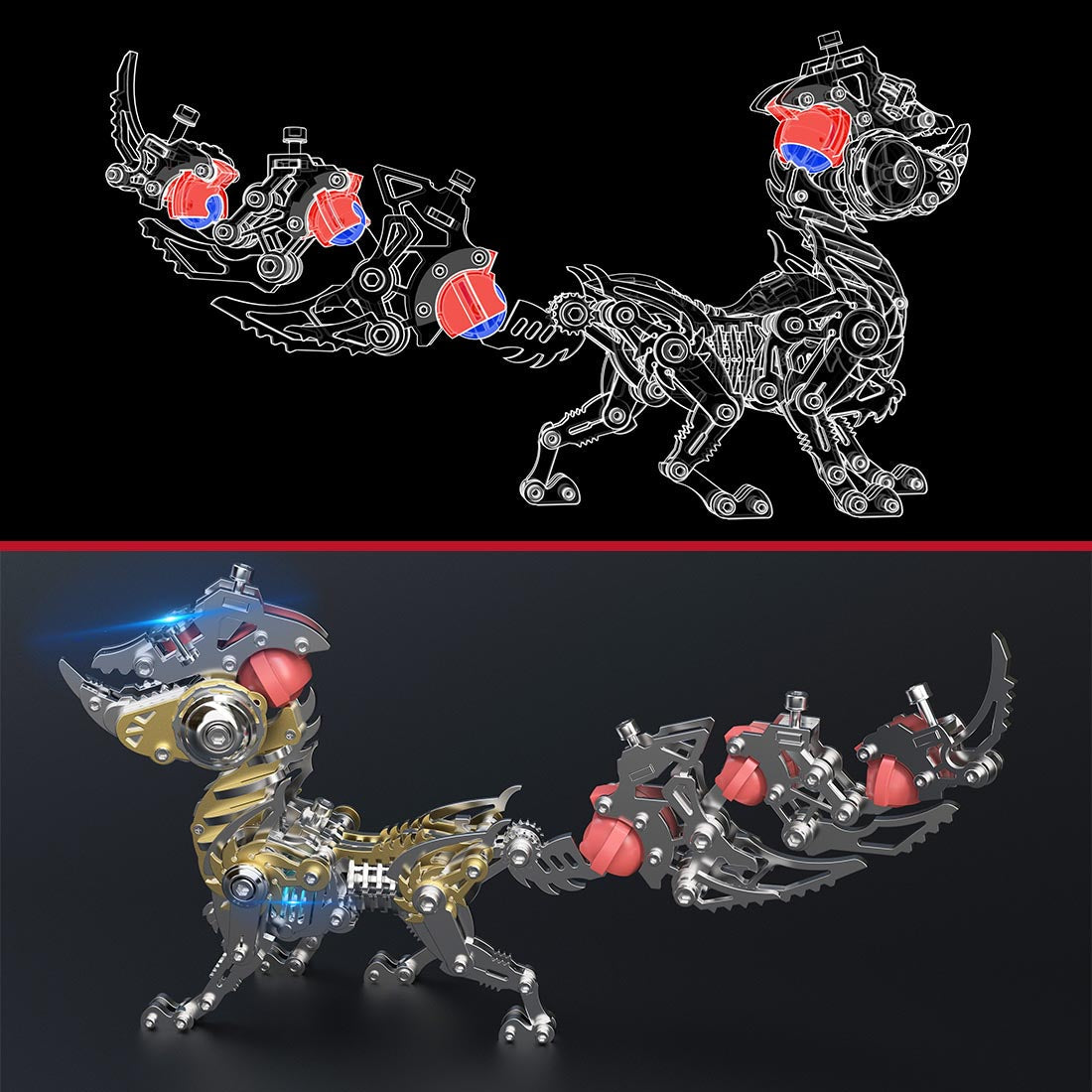 3D Metal Mechanical Fox Puzzle Kit - Creative DIY Model Assembly Set 3D Puzzle Model Kit Diyengmod