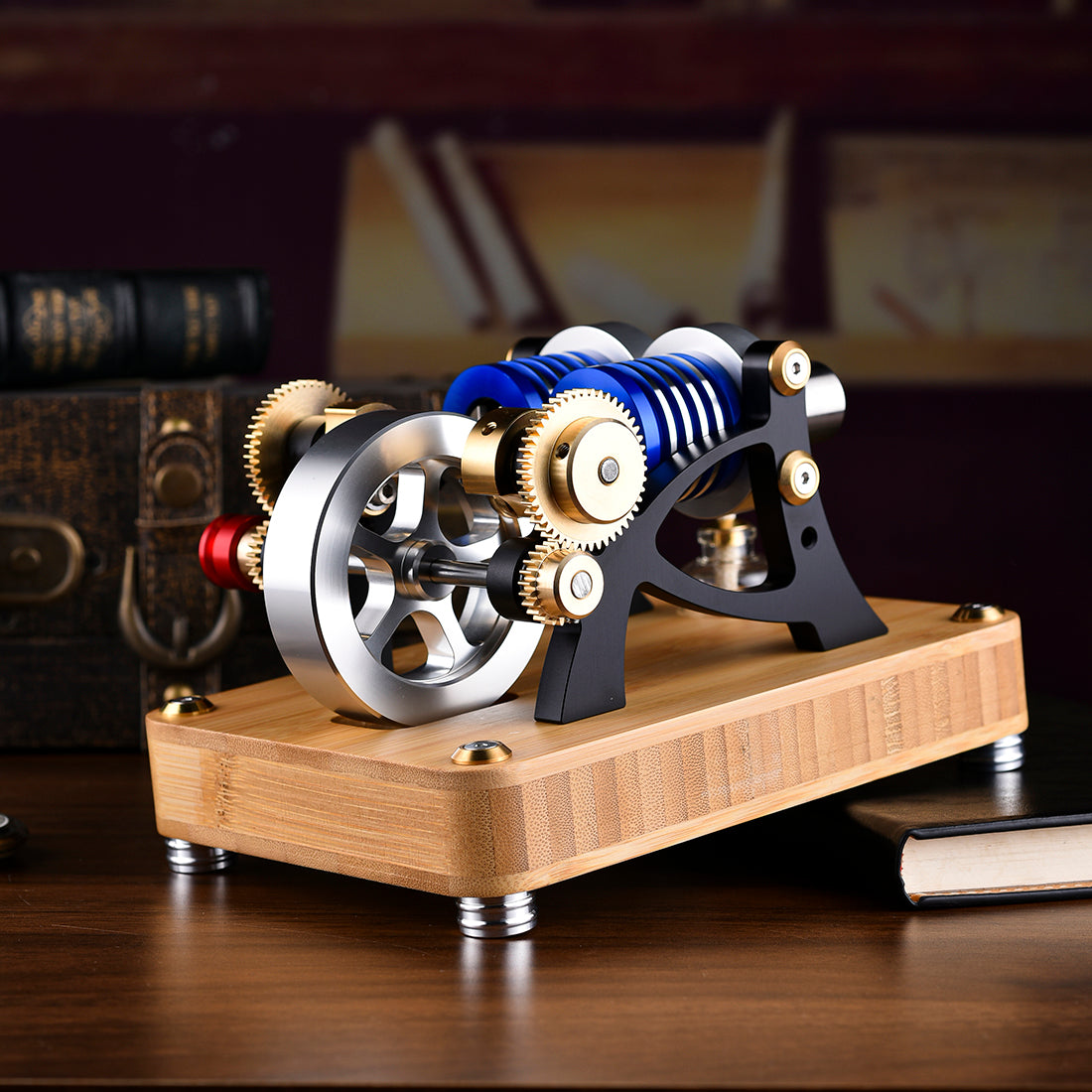 ENJOMOR Alpha Double-Cylinder Dual-Piston Hot Air Stirling Engine Model for Science and Education Enthusiasts Engine Models Diyengmod