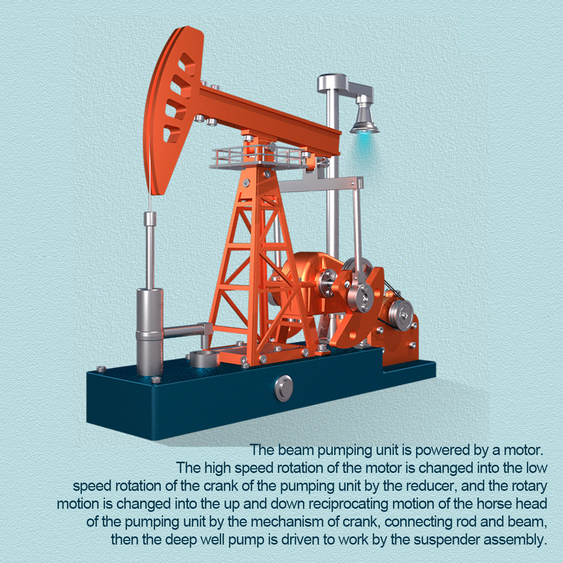 Working Oil Pump Jack Model Kit - TECHING 3D Metal Pumping Unit with Light - 219Pcs Educational Toy for Oilfield Enthusiasts DIY Engine Diyengmod