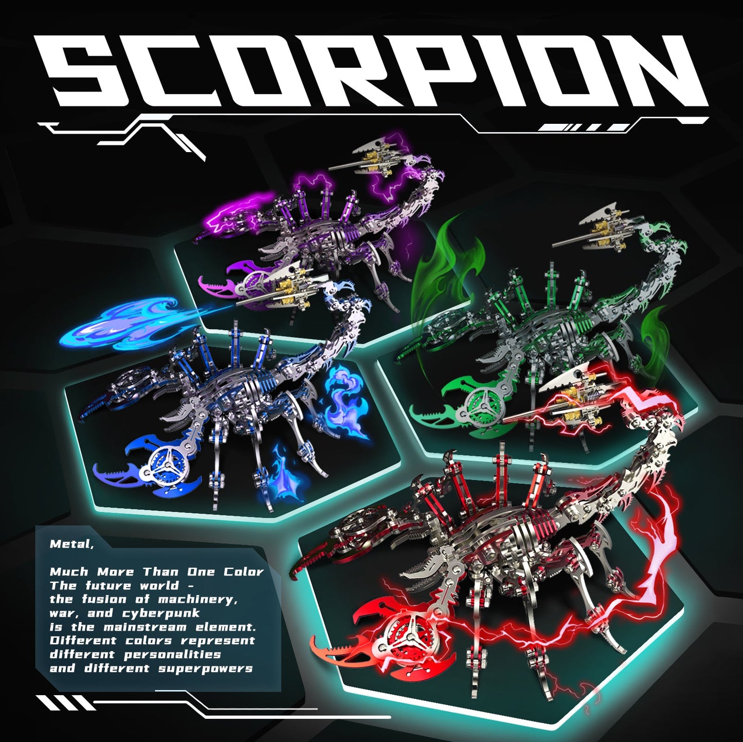 Mechanical Scorpion King 3D Metal Puzzle Kit - 200+ Piece DIY Assembly Craft 3D Puzzle Model Kit Diyengmod One Click for 8