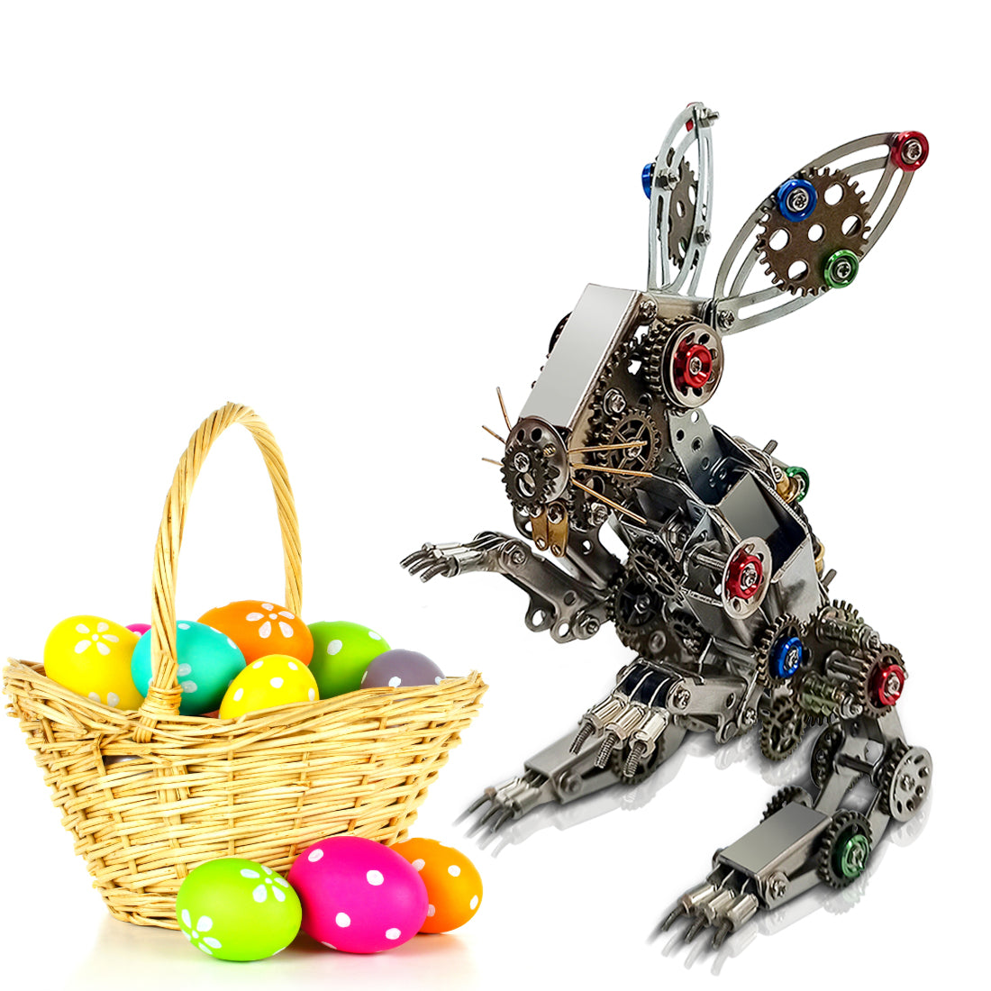 Steampunk Easter Bunny 3D Metal Puzzle Kit - 500+ Piece DIY Assembly Model with Hidden Egg Surprises 3D Puzzle Model Kit Diyengmod