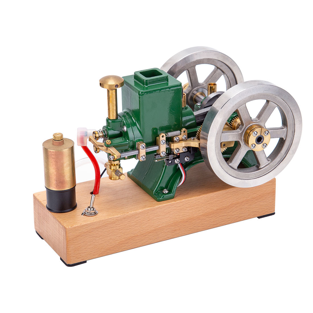 ENJOMOR Vintage 6cc Hit and Miss Engine - Green Antique 4-Stroke Gas Model with Ignition Device and Display Stand Engine Models Diyengmod Green