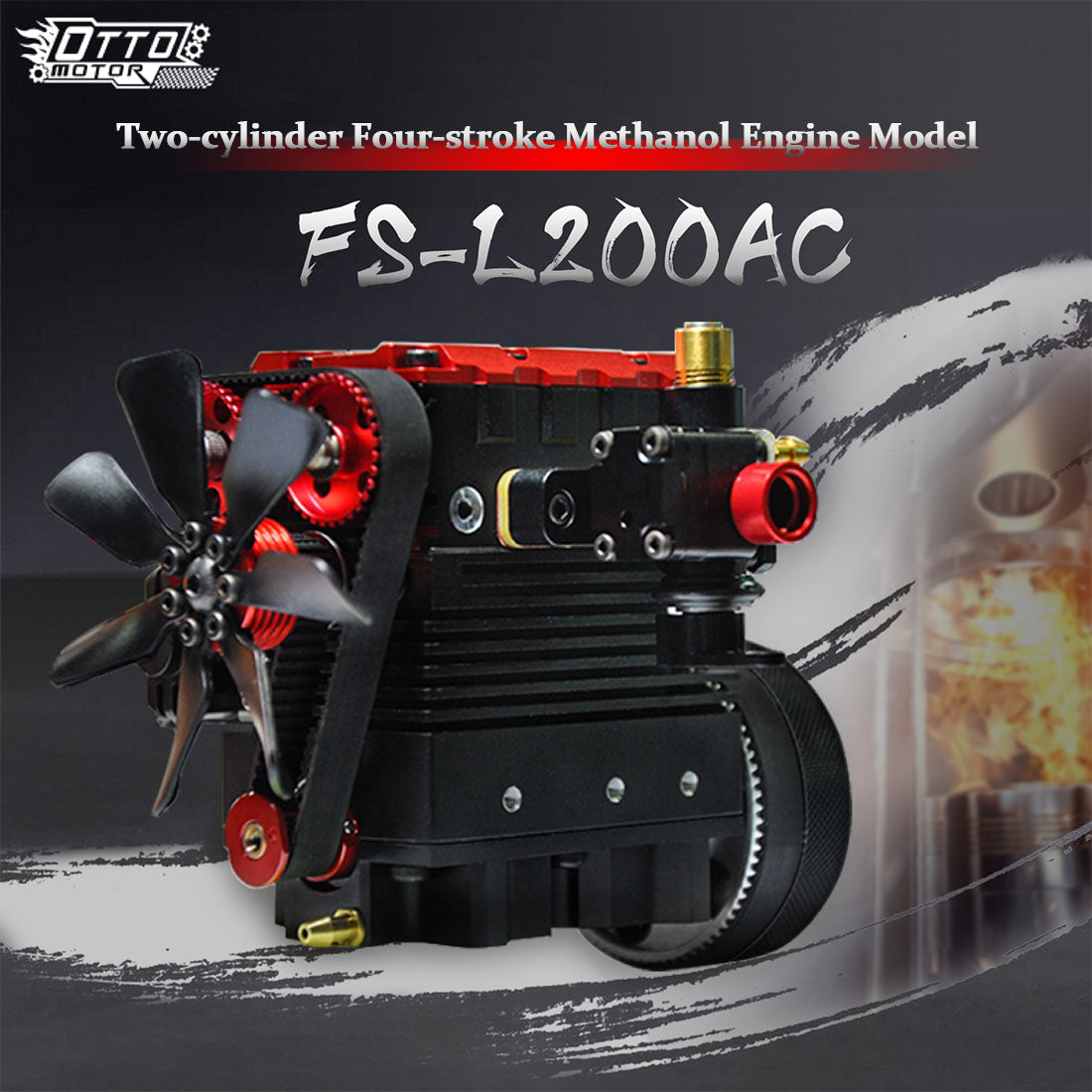 SEMTO ST-NF2 7cc SOHC Inline 2-Cylinder 4-Stroke Air-Cooled Nitro Engine Model Kit - High-Performance FS-L200AC RC Engine Diyengmod