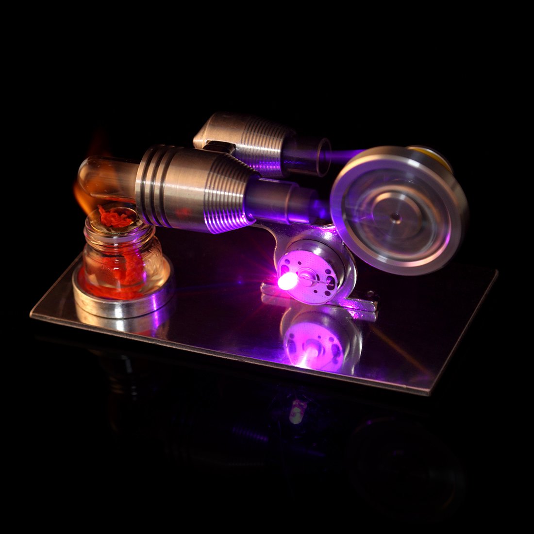 DIY Stirling Engine Kit with LED Light - Fun Educational Model for Science Experiments Stirling Engine with LED Diyengmod