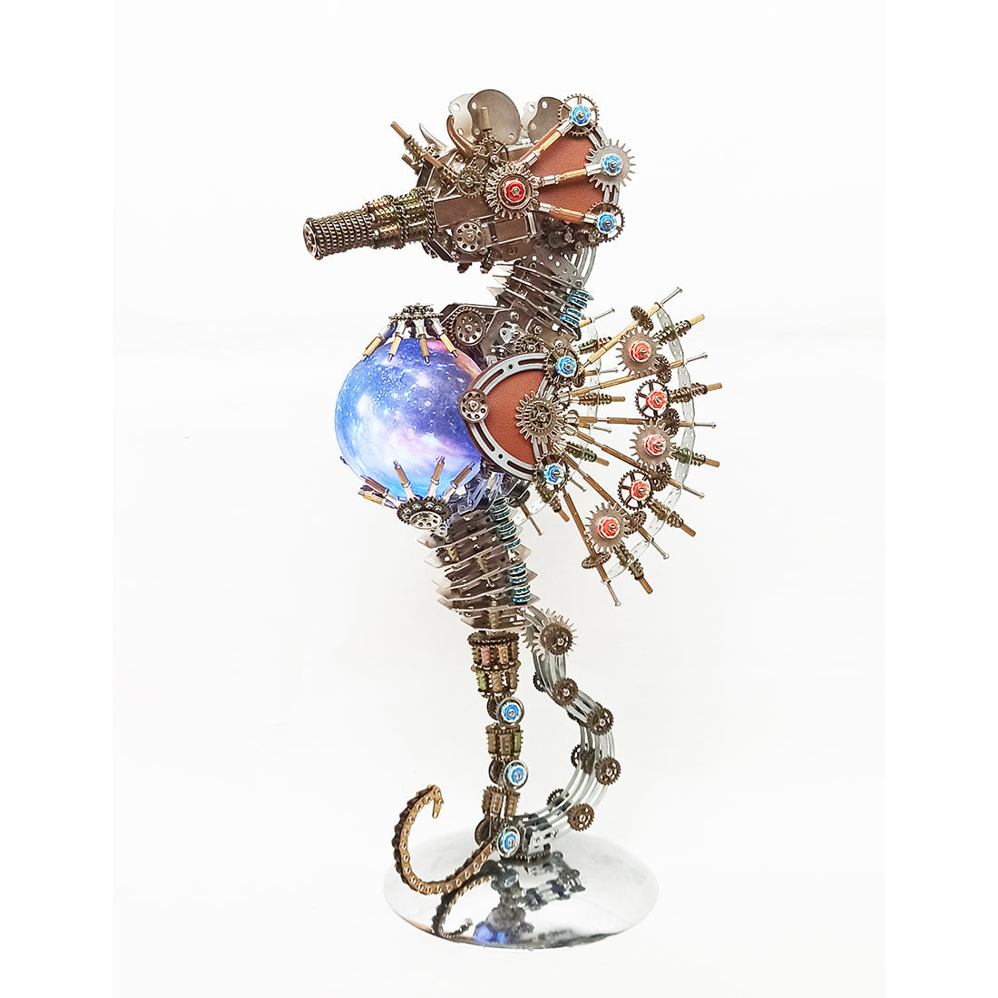 DIY 2100PCS 3D Metal Steampunk Underwater Seahorse Puzzle Model with Lamp for Creative Home Decor and Unique Gift 3D Puzzle Model Kit Diyengmod