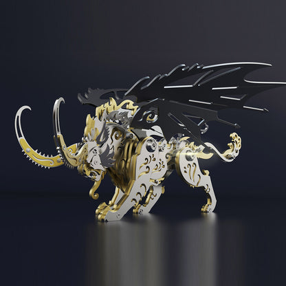 Metal Tiger 3D Puzzle DIY Model Kit - Ancient Chinese Beast Mechanical Assembly Craft in Black and Gold 3D Puzzle Model Kit Diyengmod