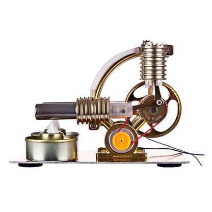 L-Shape Dual Cylinder Stirling Engine with Large Bulb and Alcohol Burner Multi-Cylinder Stirling Engine Diyengmod