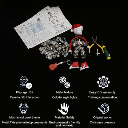 Christmas 3D Metal Mechanical Punk Guitarist Robot Ambient Lamp Assembly Kit - 366PCS for All Ages 3D Puzzle Model Kit Diyengmod