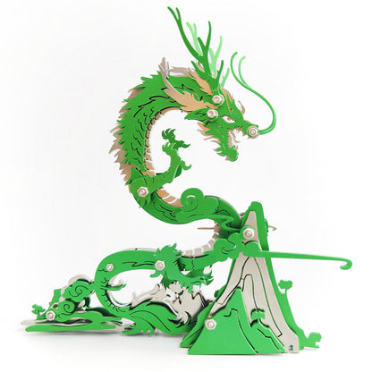 DIY Creative Chinese Dragon Metal Model Kit - 92 Piece Assembly Toy 3D Puzzle Model Kit Diyengmod Green