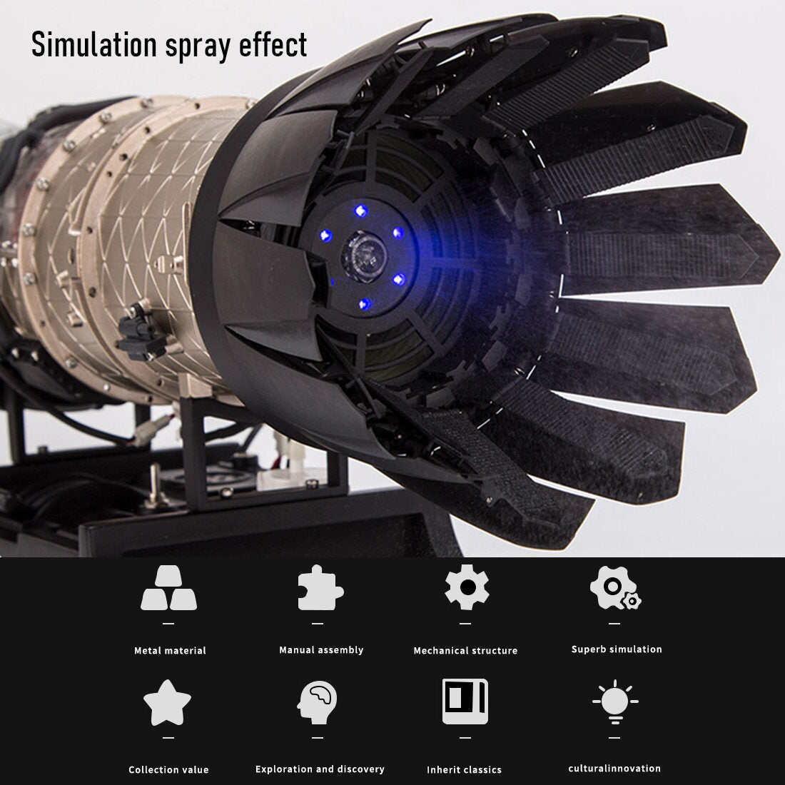 Full Metal Electric Turbofan Engine Model Kit - Assemble Your Own Working Turbojet Engine - TECHING 1/10 Scale Twin Rotor Aircraft DM135 with 600+ Pieces DIY Engine Diyengmod