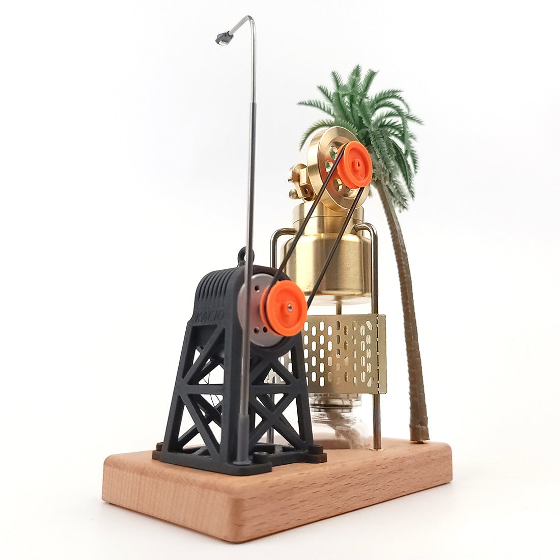 KACIO FD-6 Compact Brass Vertical Swing Steam Engine Model with Boiler and Power Generation Kit Steam Engine Diyengmod