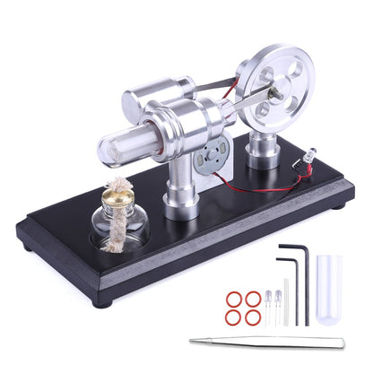 Double-Cylinder Stirling Engine Generator Kit with Colorful LED Lights and DIY Accessories Stirling Engine with LED Diyengmod