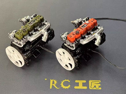 1/10 Scale Artisan Vintage Diesel Engine Model for RC Crawlers - Inline Four-Cylinder Functional Resin Edition Engine Model Diyengmod