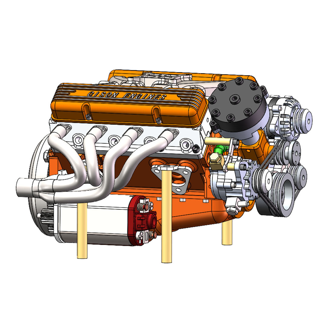 CISON 44CC V8 Engine Model Kit - 1/6 Scale Water-Cooled 4-Stroke Gasoline Engine for RC and Collectors Engine Model Diyengmod