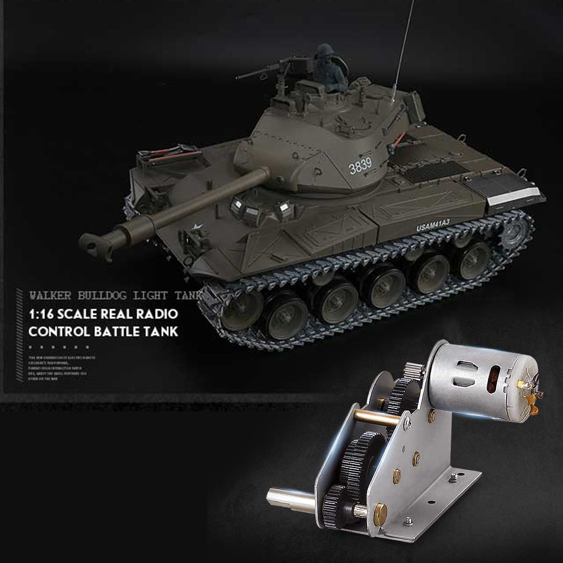 1/16 Scale 2.4G Remote Control American M41A3 Walker Bulldog Tank with LED Lights and Sounds - Ideal Model for Collectors and Kids RC Tank Diyengmod