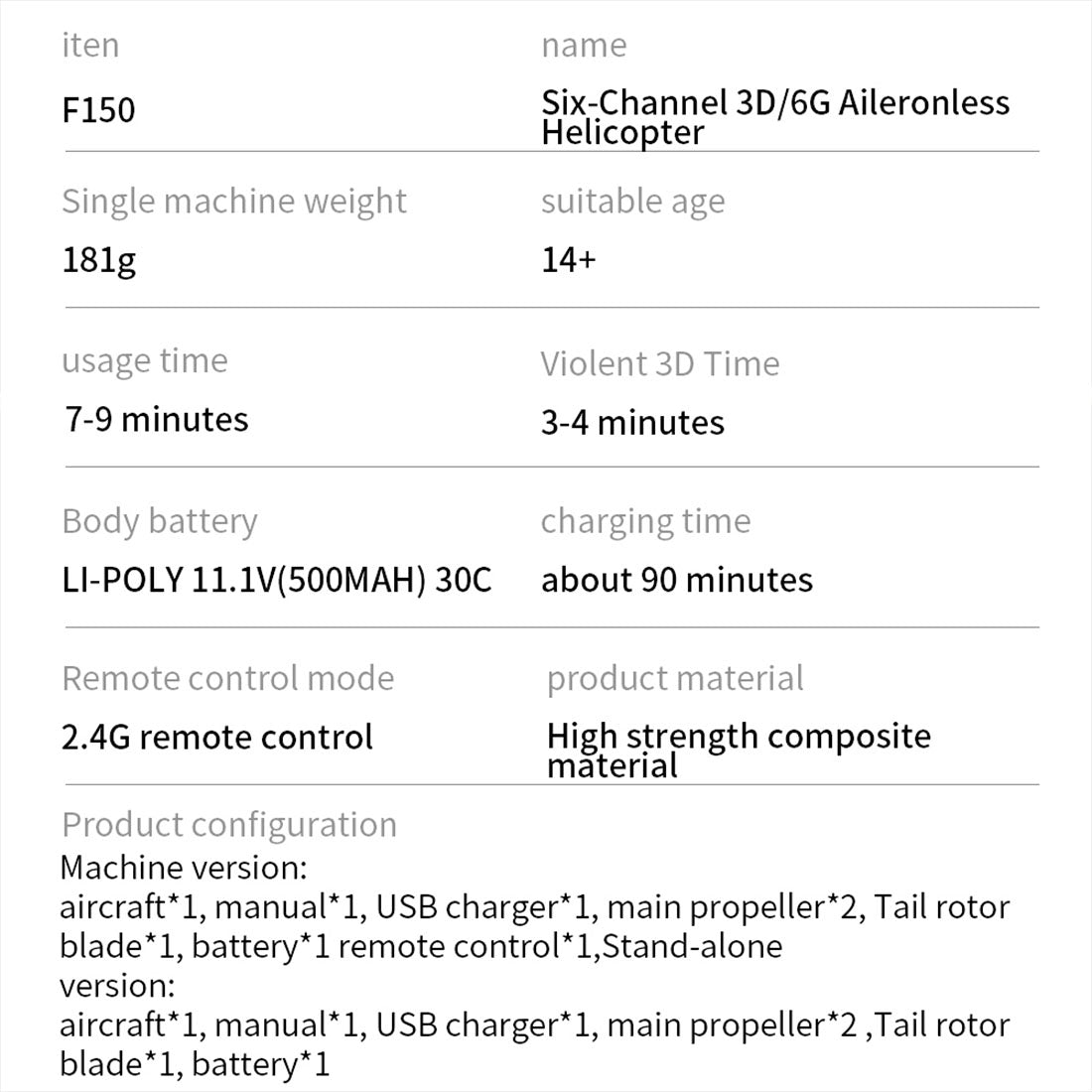 YU XIANG F150 RTF Brushless RC Helicopter Model with 6CH Remote Control - 2.4G Technology RC Airplane Diyengmod