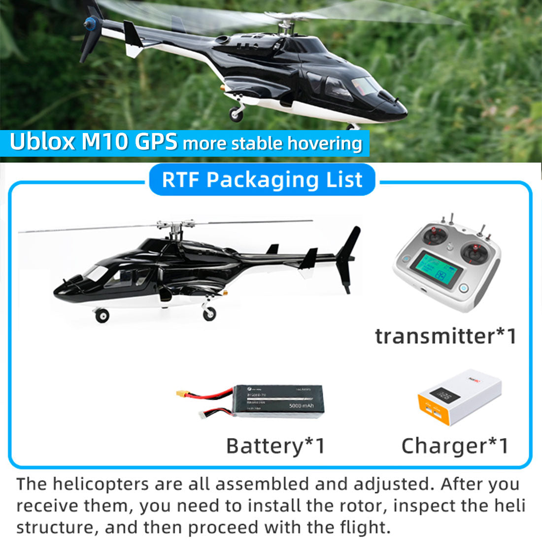 FLYWING FW450L Airwolf 450-Class 6CH Electric RC Helicopter with Advanced GPS and 3D Flight Modes RC Airplane Diyengmod