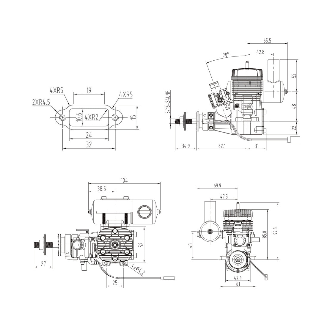 NGH GT17-Pro 17cc High-Performance Single-Cylinder Two-Stroke Gasoline Engine for RC Airplane Enthusiasts Engine Models Diyengmod