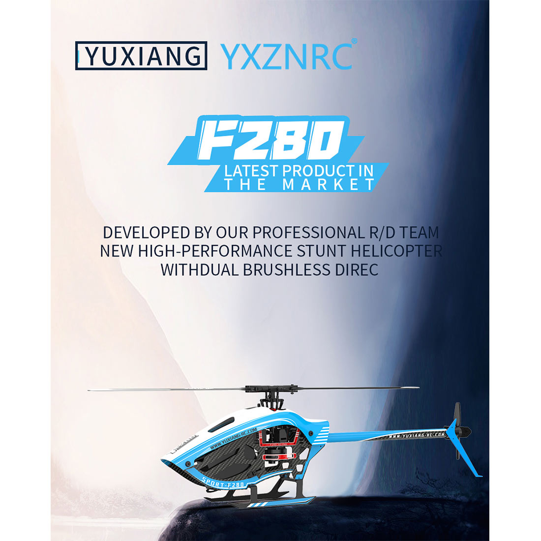 YU XIANG F280 2.4G 6CH RTF Brushless Stunt Helicopter with Direct Drive and Electronic Stabilization System RC Airplanes Diyengmod