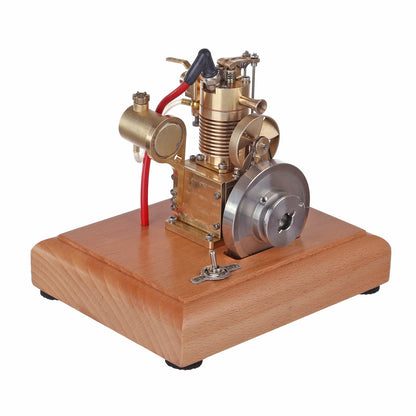 Mini 4-Stroke Gasoline Engine Model with Wooden Base - M16 1.6cc Vertical Air-cooled Single-cylinder Engine Models Diyengmod