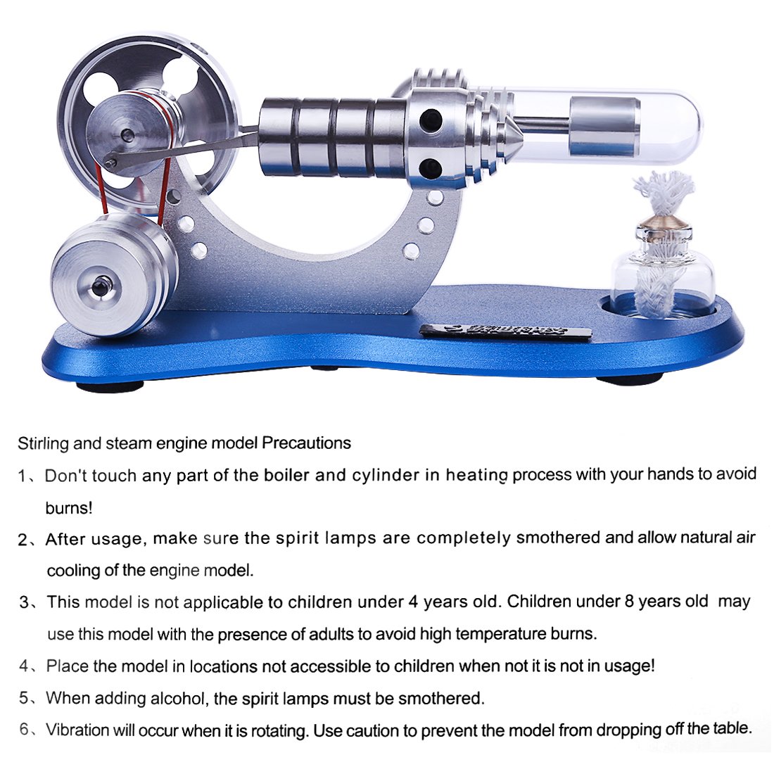 Educational Hot Air Stirling Engine Generator Model with Colorful LED and Alcohol Burner Stirling Engine with LED Diyengmod