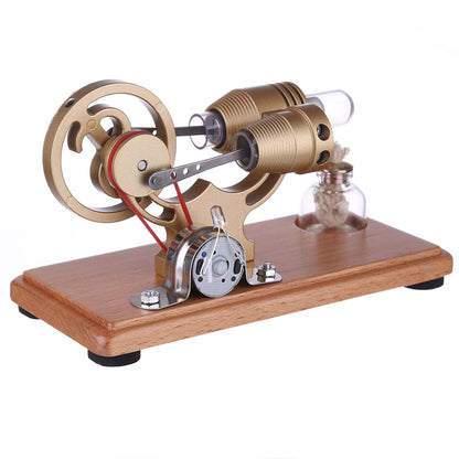 ENJOMOR Vintage γ-Shape Stirling Engine Kit with LED Illumination - Educational DIY STEM Toy Stirling Engine Diyengmod