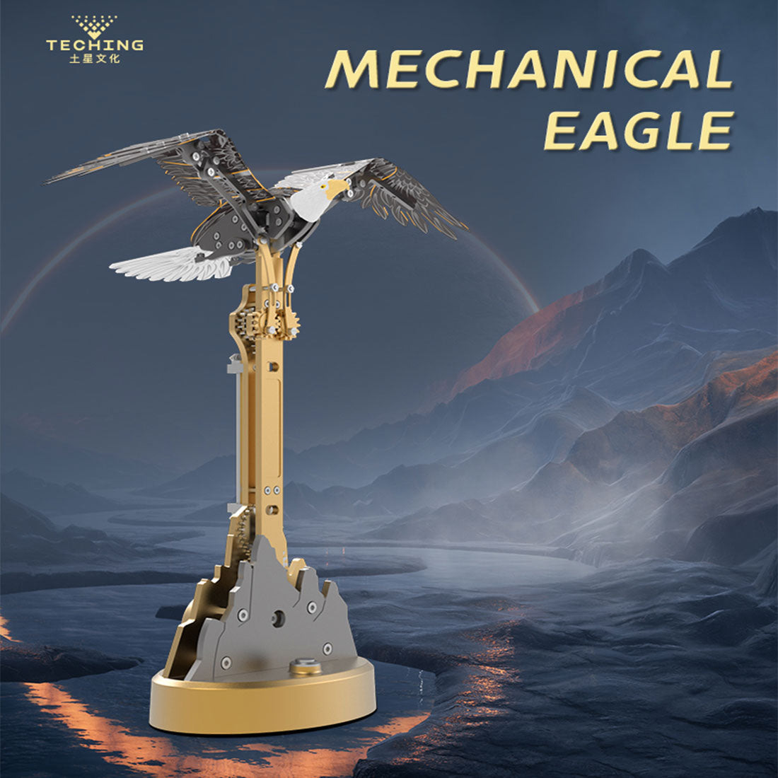 3D Mechanical Bald Eagle Model Kit with Flapping Wings - STEM Educational Sculpture for All Ages 3D Puzzle Model Kit Diyengmod