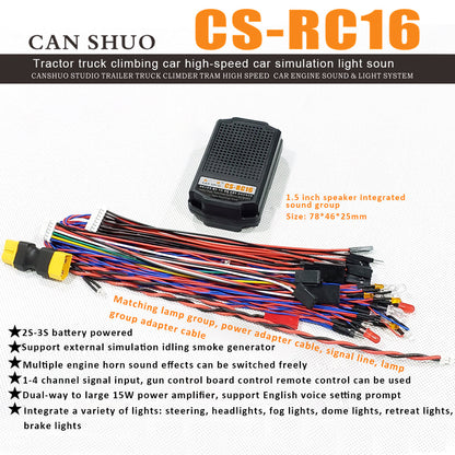 CS-RC16 Interactive Sound and Light System for RC Vehicles - 7 Dynamic Light Modes and Horn Effects for Trucks and High-Speed Cars Accessories Diyengmod