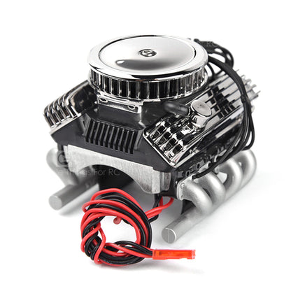 V8 Engine Hood Kit with Dual Fans for 1/10 RC Cars - GRC F82 Motor DIY Assembly Engine Models Diyengmod