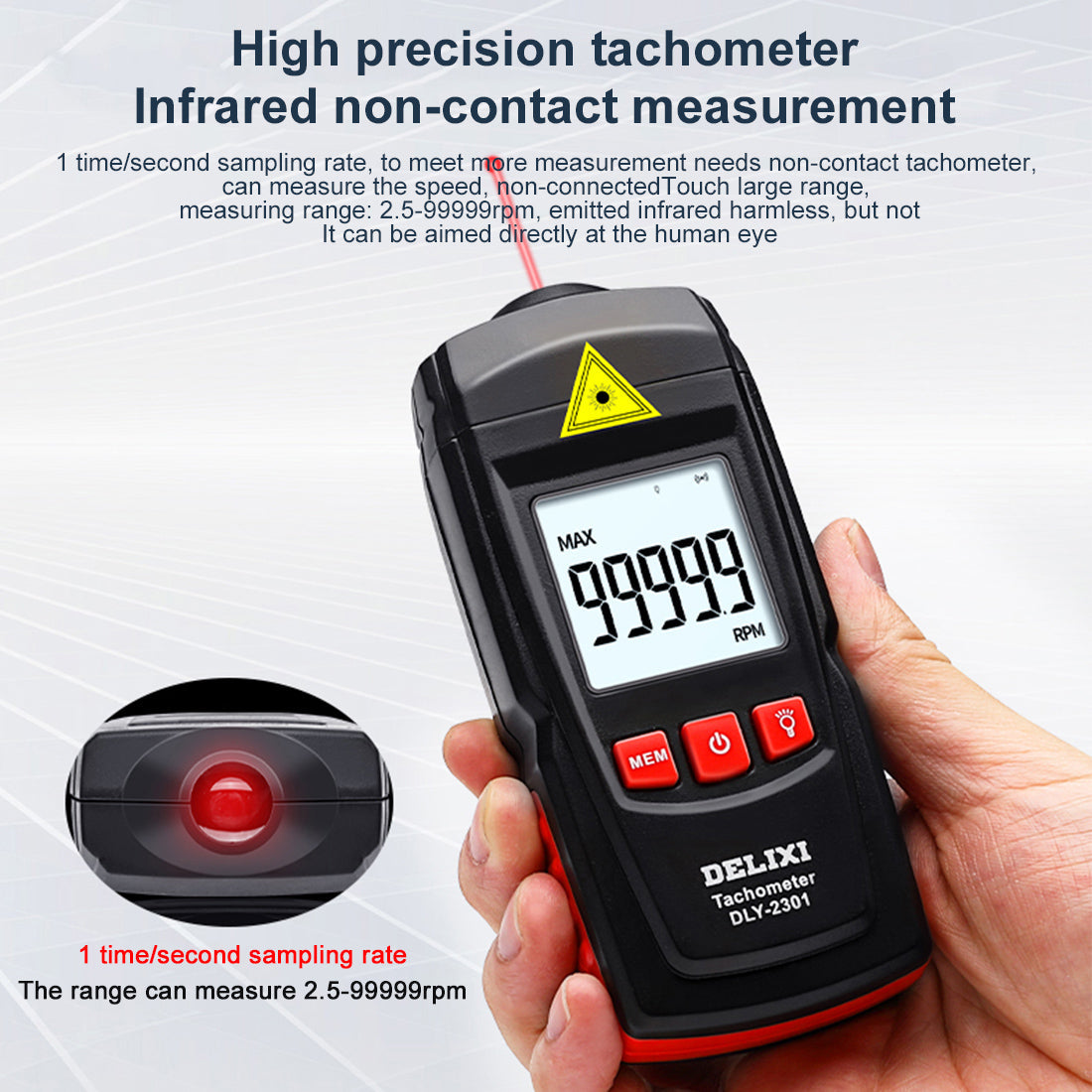 Non-Contact High Precision Laser Tachometer Measuring Device - DIYEngMod Accessories Diyengmod