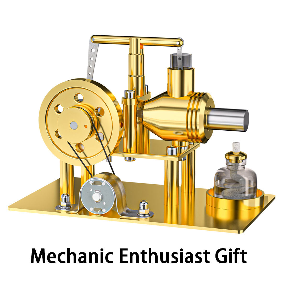 Creative Metal Stirling Engine Assembly Kit - Educational DIY Hot Air Model with Mini Generator Stirling Engine Diyengmod