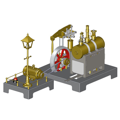 Vintage Inspired Full Metal Beam Steam Engine Model Kit with Horizontal Boiler and Centrifugal Regulator Flyball Steam Engine Diyengmod