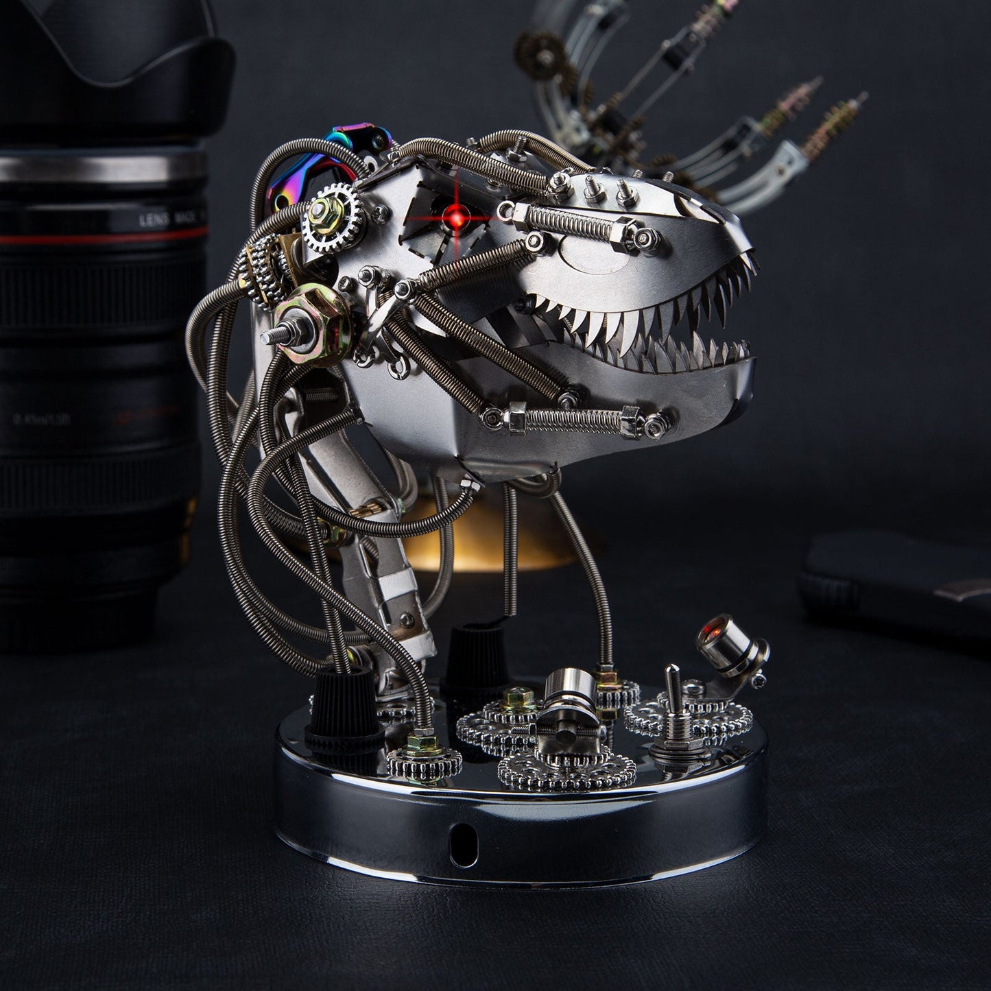 Steampunk 3D Metal Moving Mechanical T-Rex Skull Model Kit - Over 180 Pieces 3D Puzzle Model Kit Diyengmod