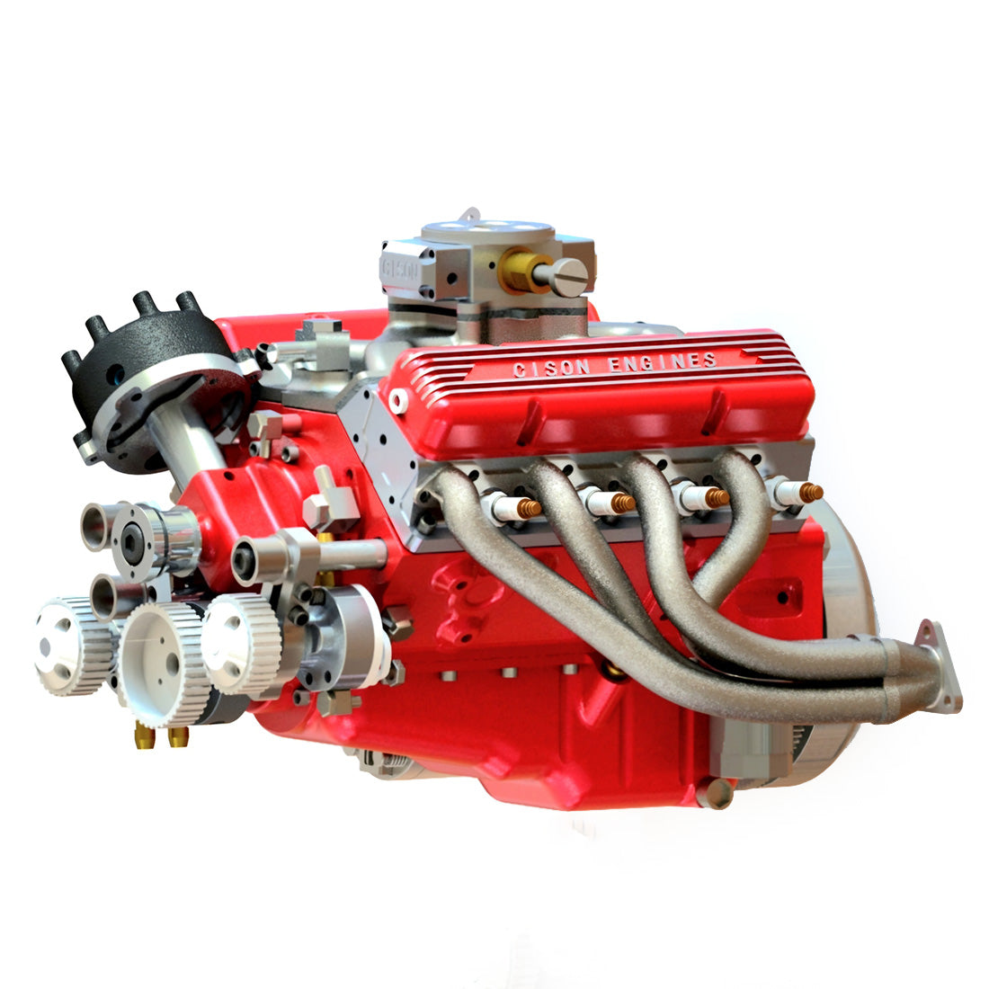 CISON 44CC V8 Engine Model Kit - 1/6 Scale Water-Cooled 4-Stroke Gasoline Engine for RC and Collectors Engine Model Diyengmod