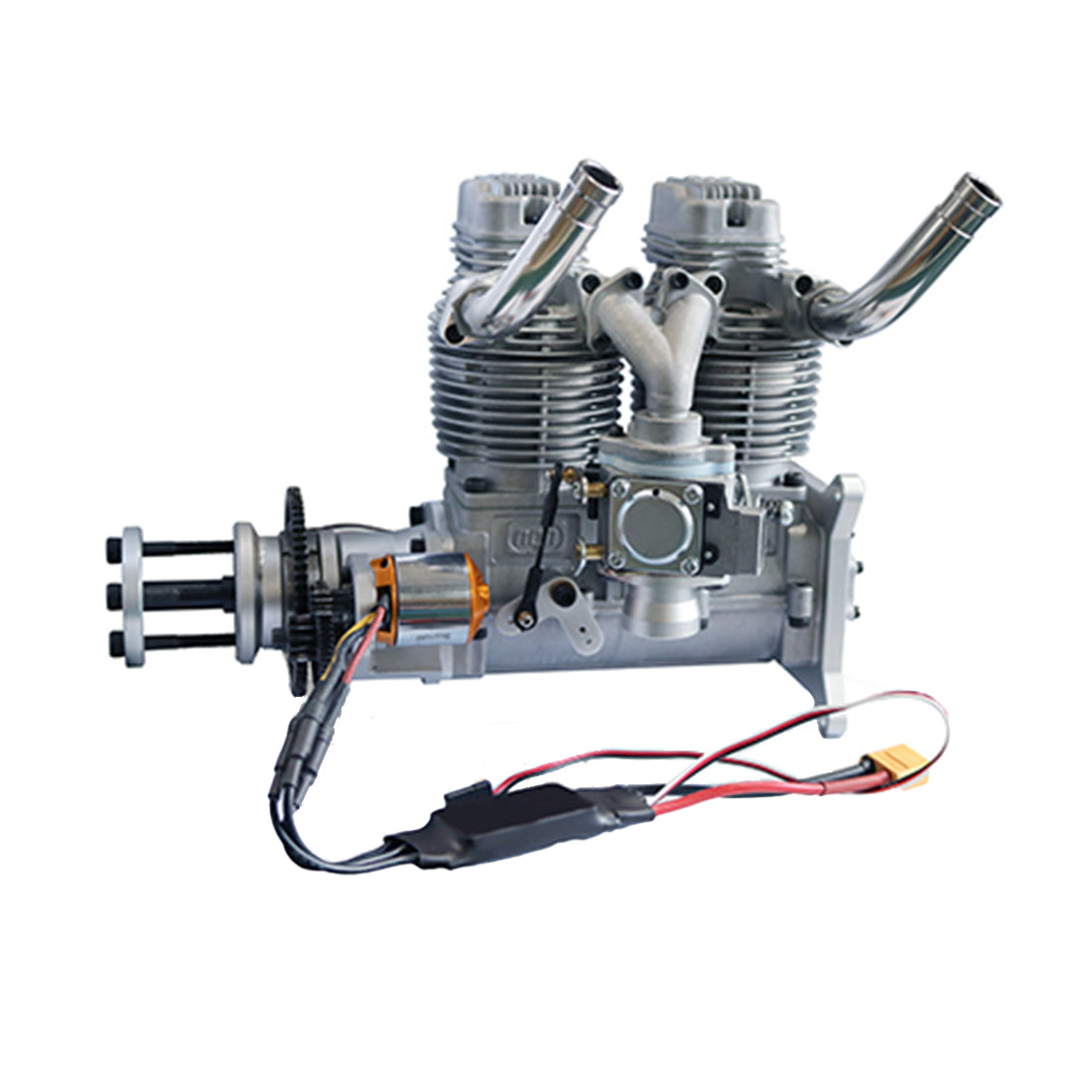 60cc NGH GF60i2-E Inline Twin-Cylinder Four-Stroke Gasoline Engine with Electric Starter for RC Airplanes Engine Model Diyengmod