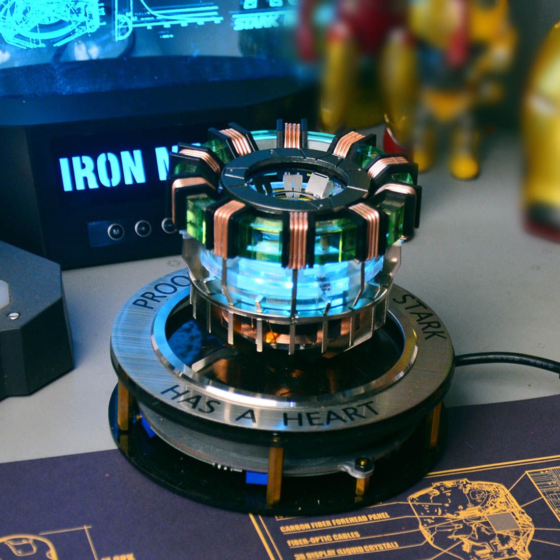 Magnetic Levitation MK1 Arc Reactor LED Desk Ornament - Floating & Rotating Tech Display Experiment Model Diyengmod