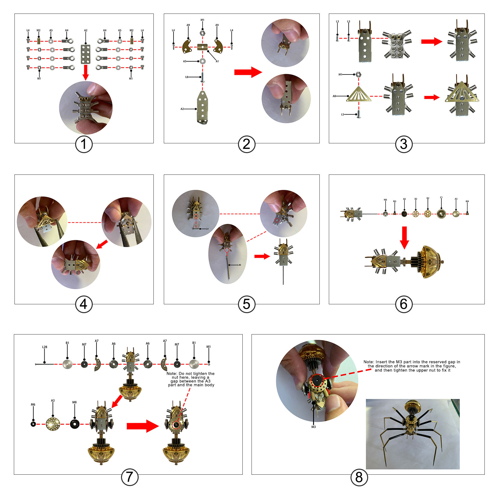 Steampunk 3D Metal Insect Puzzle Kit - DIY Mechanical Assembly Model for Creative Gifting - 650+ Pieces Advent Calendar Challenge 3D Puzzle Model Kit Diyengmod