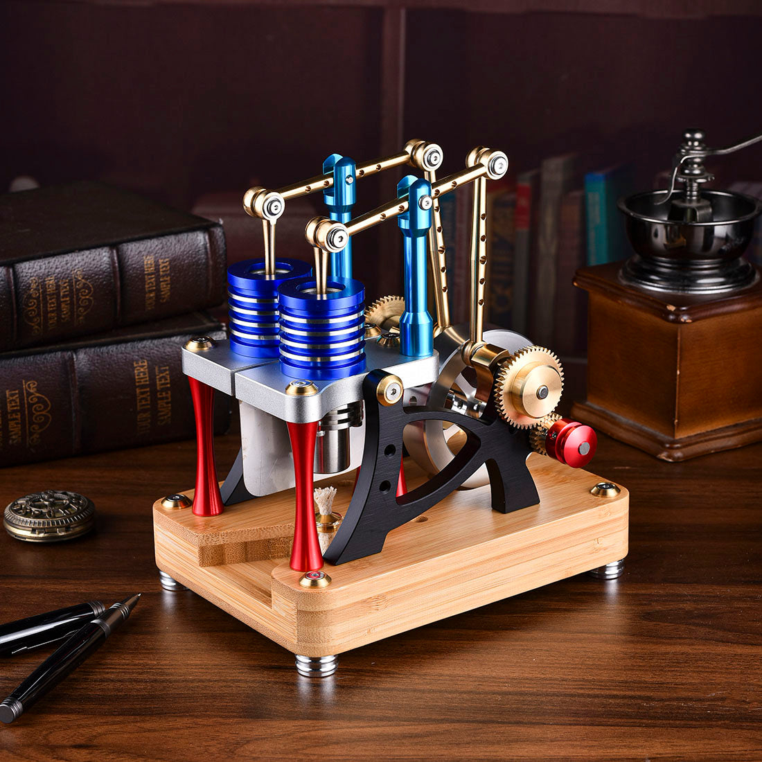 ENJOMOR Advanced Alpha Dual Cylinder Hot Air Stirling Engine Model Stirling Engine Diyengmod