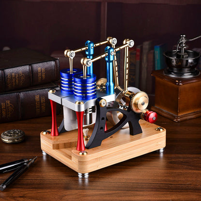 ENJOMOR Advanced Alpha Dual Cylinder Hot Air Stirling Engine Model Stirling Engine Diyengmod