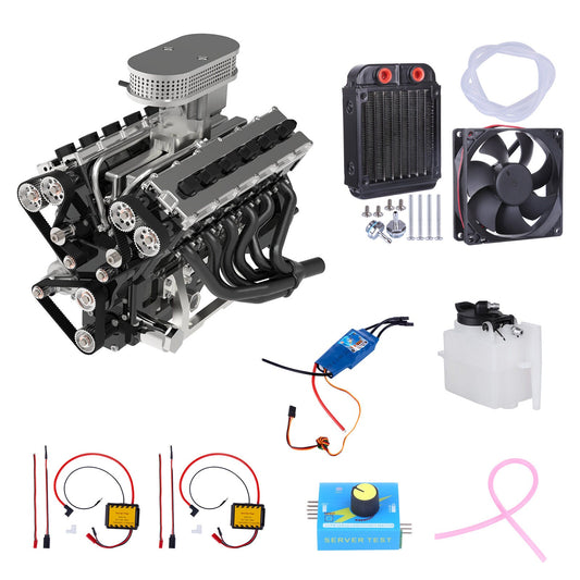 ENJOMOR GS-V12 72CC DOHC Gasoline V12 Engine Model with Starter Kit - Perfect for DIY Projects Diyengmod