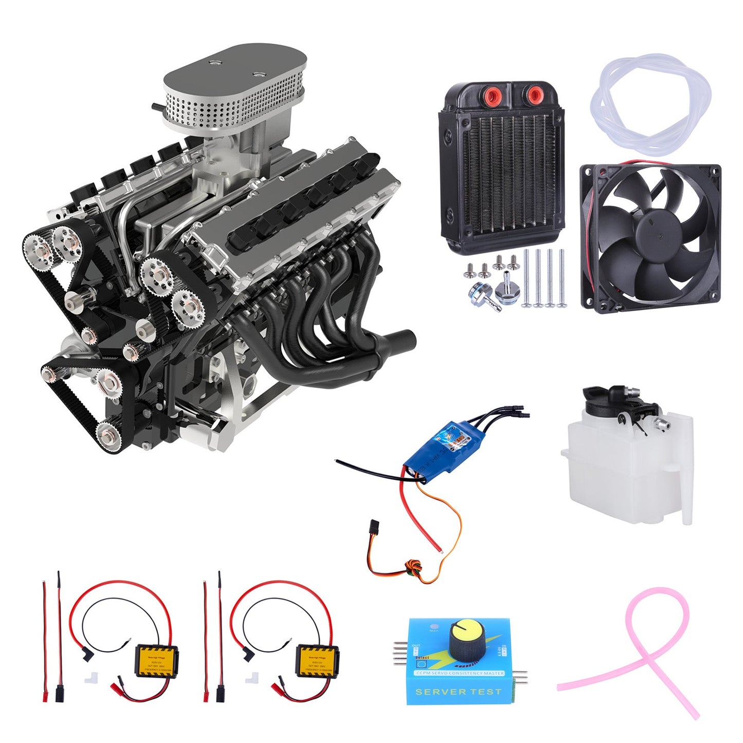 ENJOMOR GS-V12 72CC DOHC V12 Engine – High-Performance Water-Cooled Gasoline Engine Model with Electric Start Engine Model Diyengmod V12 Engine & Starter Kit